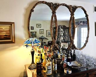 Recency Triple Mirror, Tiffany-Style Dragonfly Lamp 