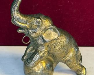 Vintage solid brass miniature circus elephant good luck charm