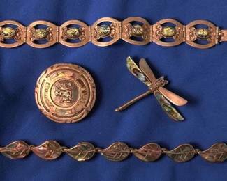 Abalone And Sterling Bracelets And Pins