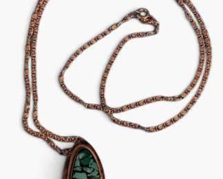 Israeli Silver PinPendant With Crush Stone Inlay
