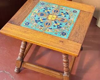 Spanish Revival Arts Crafts style wooden side table