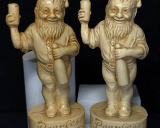 Peerless Amber Beer figural gnome salt and pepper shakers