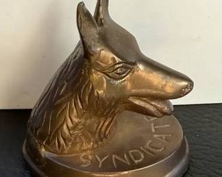 Syndicate Bank Dog Head Advertising Paperweight
