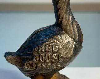 Vintage Red Goose Shoes castiron coin bank