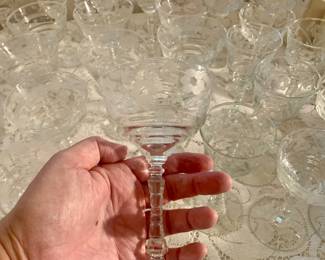 very large set of Rock Sharpe crystal stemware