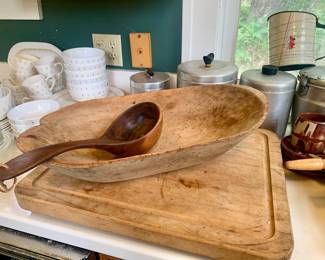 authentic antique dough bowl and dipper