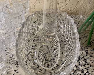large Waterford crystal bowl and Waterford vase