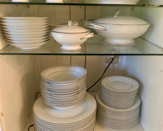 Noritake china white with silver band