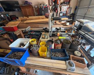 Drill and router bits and tons of small hardware 