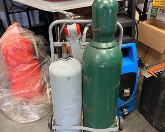 oxygen acetylene miniature bottles on dolly 