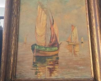 Oil on board vintage painting