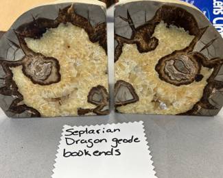 septarian dragons geode bookends 