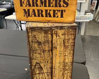 vintage farmers market sign and box 