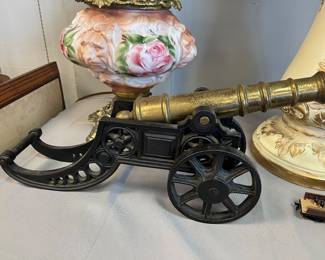 vintage cast iron and brass signal cannon 