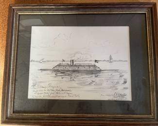framed drawing of the Merrimack awesome !!!