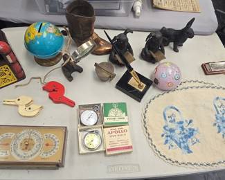 lots of vintage goodies, vintage stop watch New old stock, cast iron bunnies and more