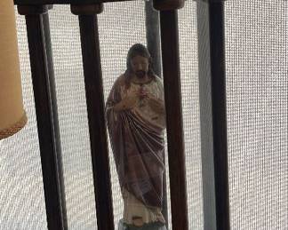 large handmade curio with Jesus in the middle catholic religious