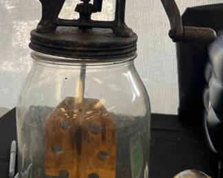 vintage glass butter churn 