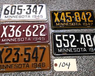  1945 1946 1947 1948 license plates MINT CONDITION