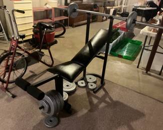 Weight bench with weights
