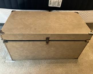 Suede covered box w brass tack trim
