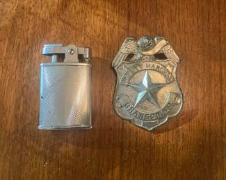 Vintage cigarette lighter, deputy marshal badge
