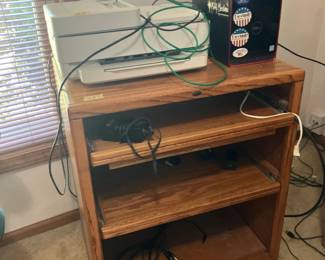HP scanner, shelf with pull-out shelves