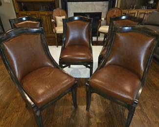Wood & Leather Dining Chairs set of 5