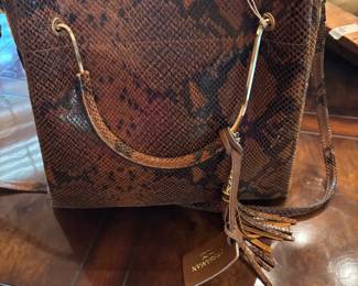 PERSAMAN Snake Print Leather Tote Made in Italy