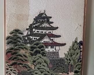 Needlework of a Japanese scene
