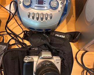 Pentax camera and memorex CD/Radio set