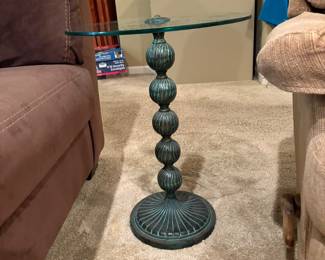 Metal glass side table 