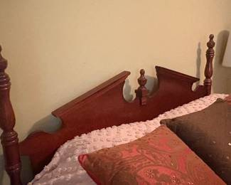 Vintage wood headboard and footboard set 