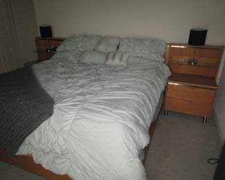 Clean & very unique bed with end tables