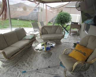 patio chairs, tables, loveseat & couch
