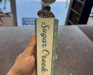 SUGAR CREEK FISH IN A HOT AIR BALLOON RASPBERRY beer tap handle. NORTH CAROLINA