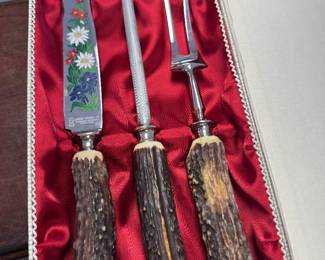 Anton Wingen Jr. Rostfrei Carving Set, Knife, Fork & Sharpening Rod, Germany