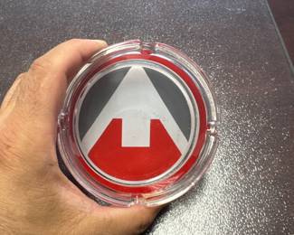 Marlboro Clear Glass Ashtray Promo Arrow Design 4" Round Collectible 4 Slot