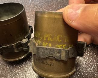 3 VINTAGE 40MM M169 EMPTY SHELL CARTRIDGE TRENCH ART VIETNAM W/ LINKS INERT