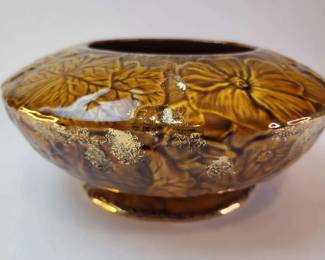 FHM133 - Distinctive Mid-Century California Pottery Floral Centerpiece Bowl dated 1961 - Signed LH