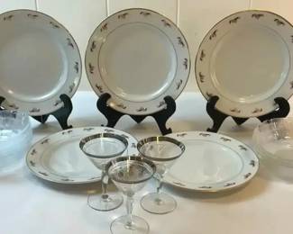 FHM063 - Vintage Tableware-Tatung Plates, Cocktail Glasses, Salad Bowls