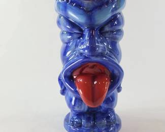 FHM078 - Tiki Mug Tiki's Grill and Bar Waikiki Hawaii Cobalt Blue Ceramic Sebastian 2012
