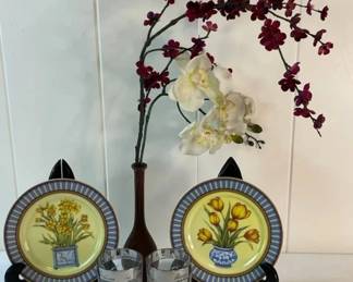 FHM106 - Vintage Nautical Glasses, Porcelain I. GodingerPlates, Japanese Bronze Vase