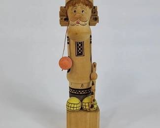 FHM212 - Charming 1979 Russian Handcrafted Wooden Folk Art Figurine – Woodcutter / Peasant Figure