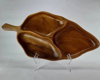FHM135 - Large Hand Carved Monkey Pod Wood Tray - Serving Tray - 20" Long