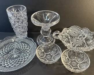 FHM164 - Two Crystal Pieces And Four Cut Glass Pieces