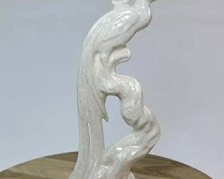 FHM215 - Vintage-Style Pearlized Ceramic Phoenix Bird Figurine - Mid-Century Décor