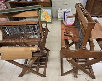 2 small vintage wooden Looms