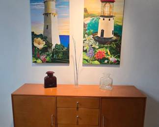 MCM style cabinet & Light Houses by Danny Braddix Jr.  48" x 20" each