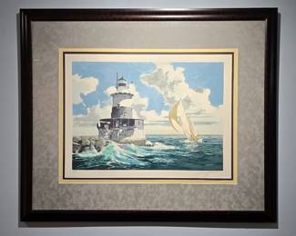"The Lighthouse" Serigraph Signed and Numbered #29/300 - Circa 1980 - By Harry Schaare (1922-2008) - 45" x 38"